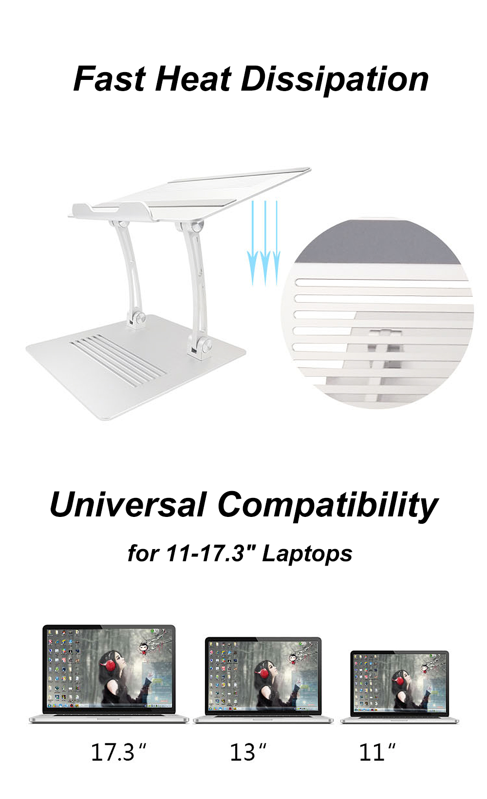 SENZANS Laptop Stand Bracket Portable Adjustable Ergonomic Lifting Desktop Cooling Pad for 11-17.3 inch Laptops SE-S29-1