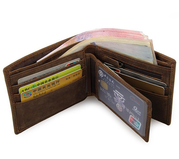 Men Wallet, Business Genuine Real Leather, Coffee Card Holders, Money Bag Wallet