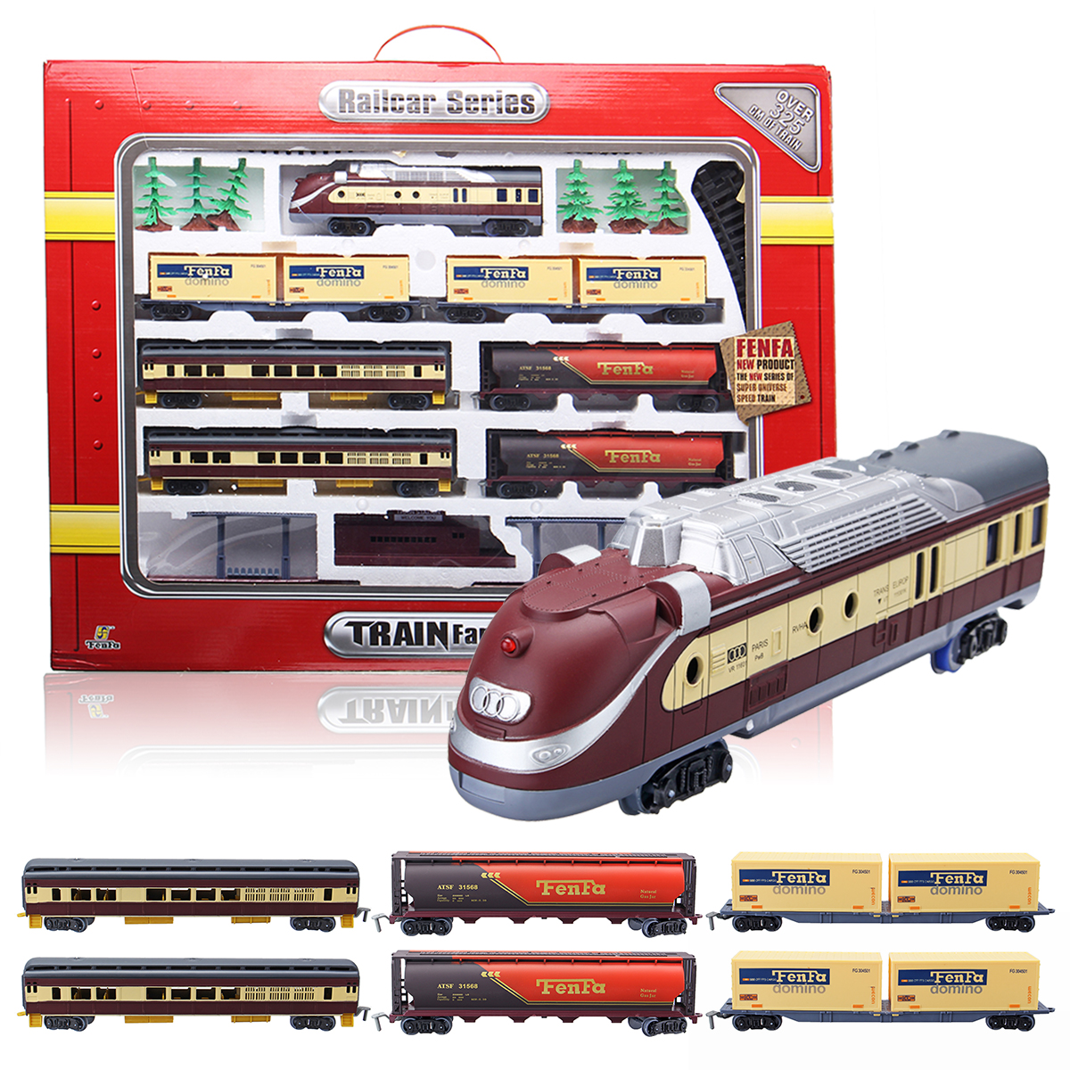 Electric Classic Train Rail Vehicle Toys Set Track Music Light Operated Carriages Educational Gift 27