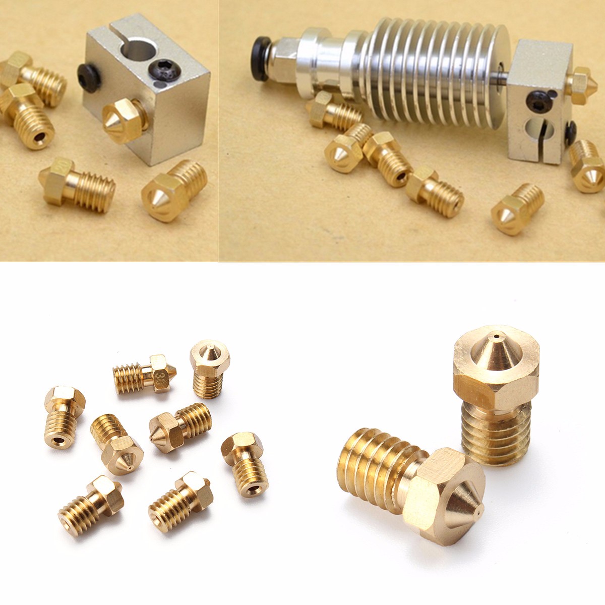 Geekcreit® 8Pcs Four Sizes V6 Brass Nozzle For 1.75mm Filament Nozzle Extruder Print Head 3D Printer Accessories 7
