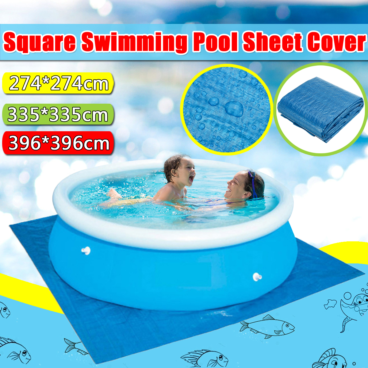Fast Set Family Square Swimming Pool Sheet Cover for Outdoor Villa Garden Pool