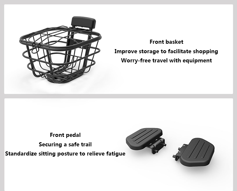 Himo T1 Electric Bicycle Accessories Set Durable black Metal Bicycle Basket Pedal Manned accessories