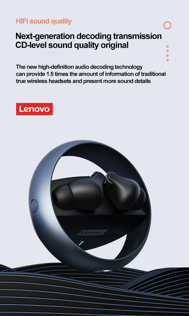 Lenovo LP60 TWS bluetooth 5.0 Earphones Rotating Open HiFi 3D Stereo Sound Low Latency Sports Gaming Headset With Mic