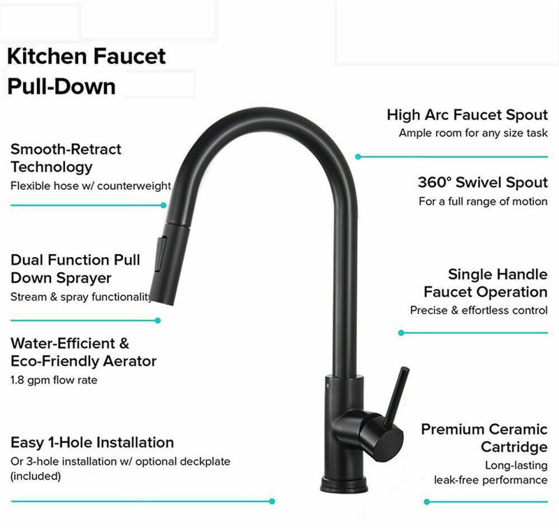 Matte Black Stainless Steel Kitchen Sink Faucets Mixer Smart Touch Sensor Pull Out Hot Cold Water Mixer Tap Crane