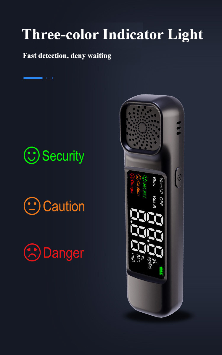 MH-665 Portable Non-Contact Air Blowing Alcohol Tester Breathalyzer LED Display Type-C Rechargeable