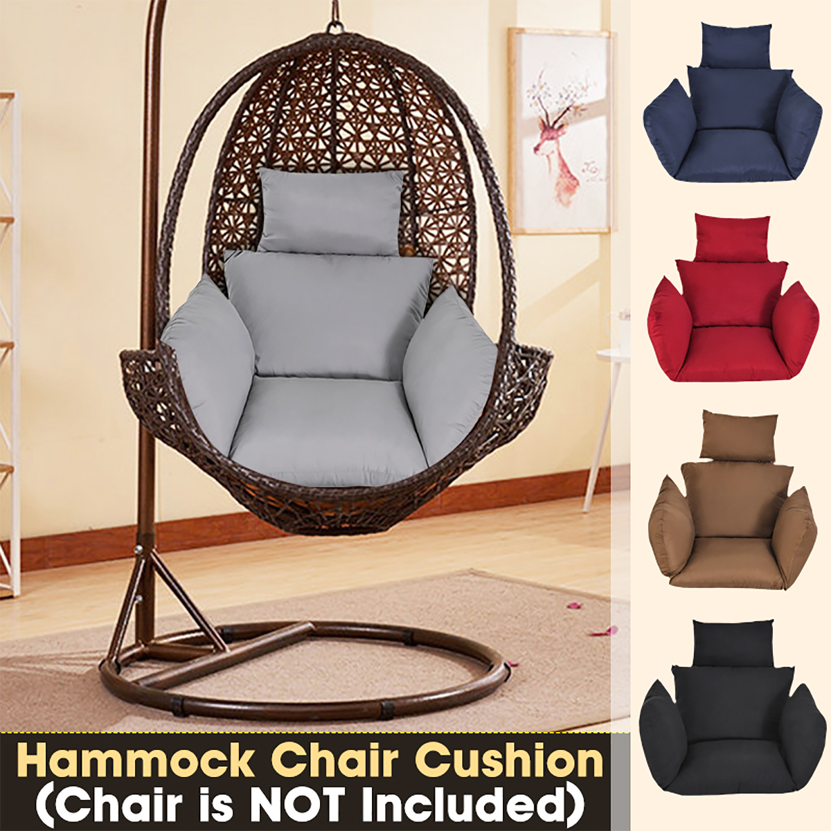Hammock Chair Cushion 6D Hollow Cotton Strong Elasticity Cushion Swing Seat Cushion Thick Hanging Chair Back With Pillow