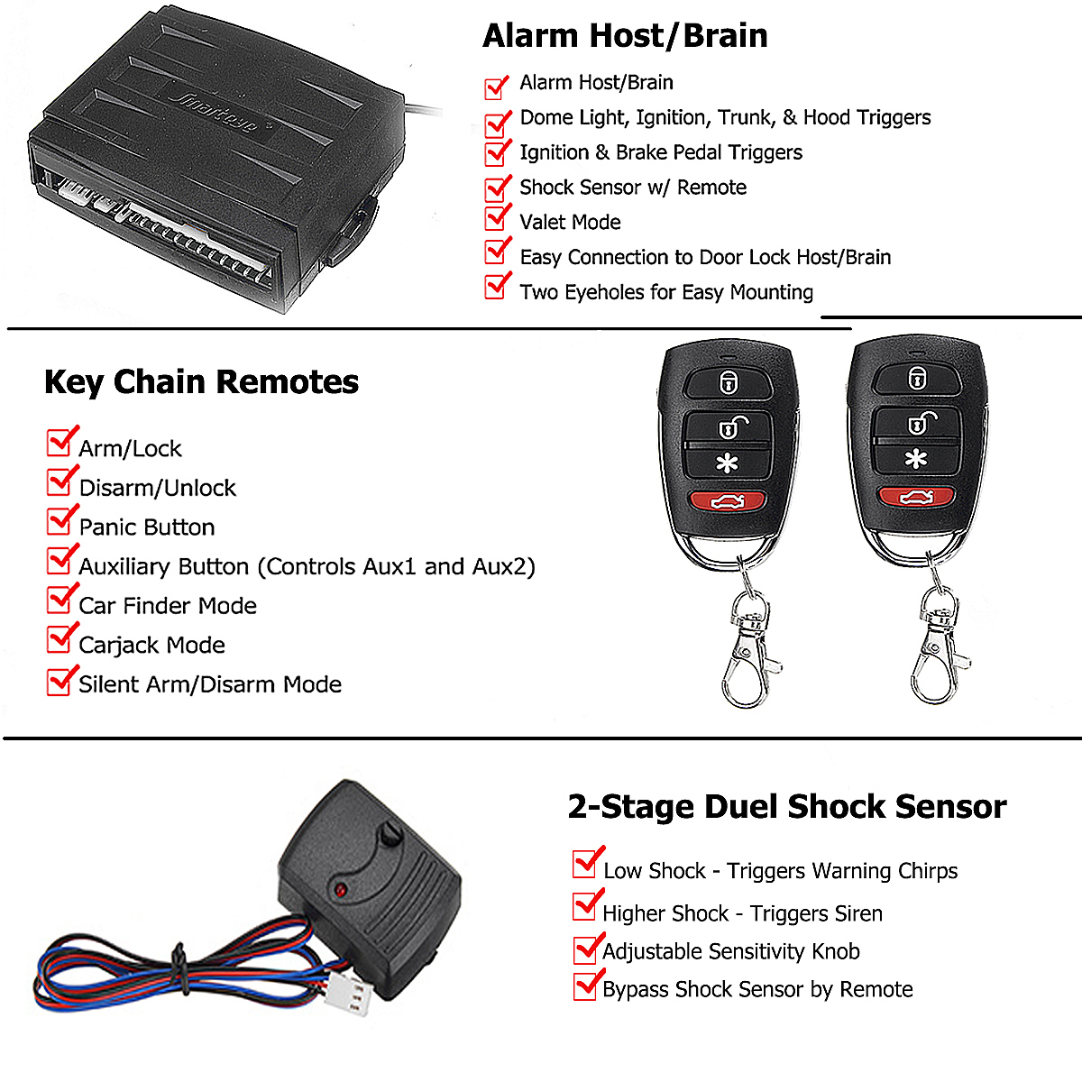 Remote Control Car Alarm System Keyless Entry Security 2 4 Door Power Lock Actuator Motor Kit