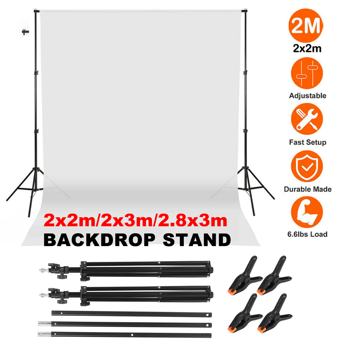 Aluminum Background Stand Photography Studio Backdrop Bracket Support System Kit