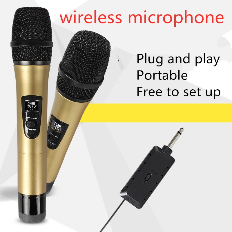 LEORY E8 2 Wireless Microphone VHF Professional Mic Transmitter Receiver DJ For Square Speaker Mixer Live Sound Card K Song Karaoke