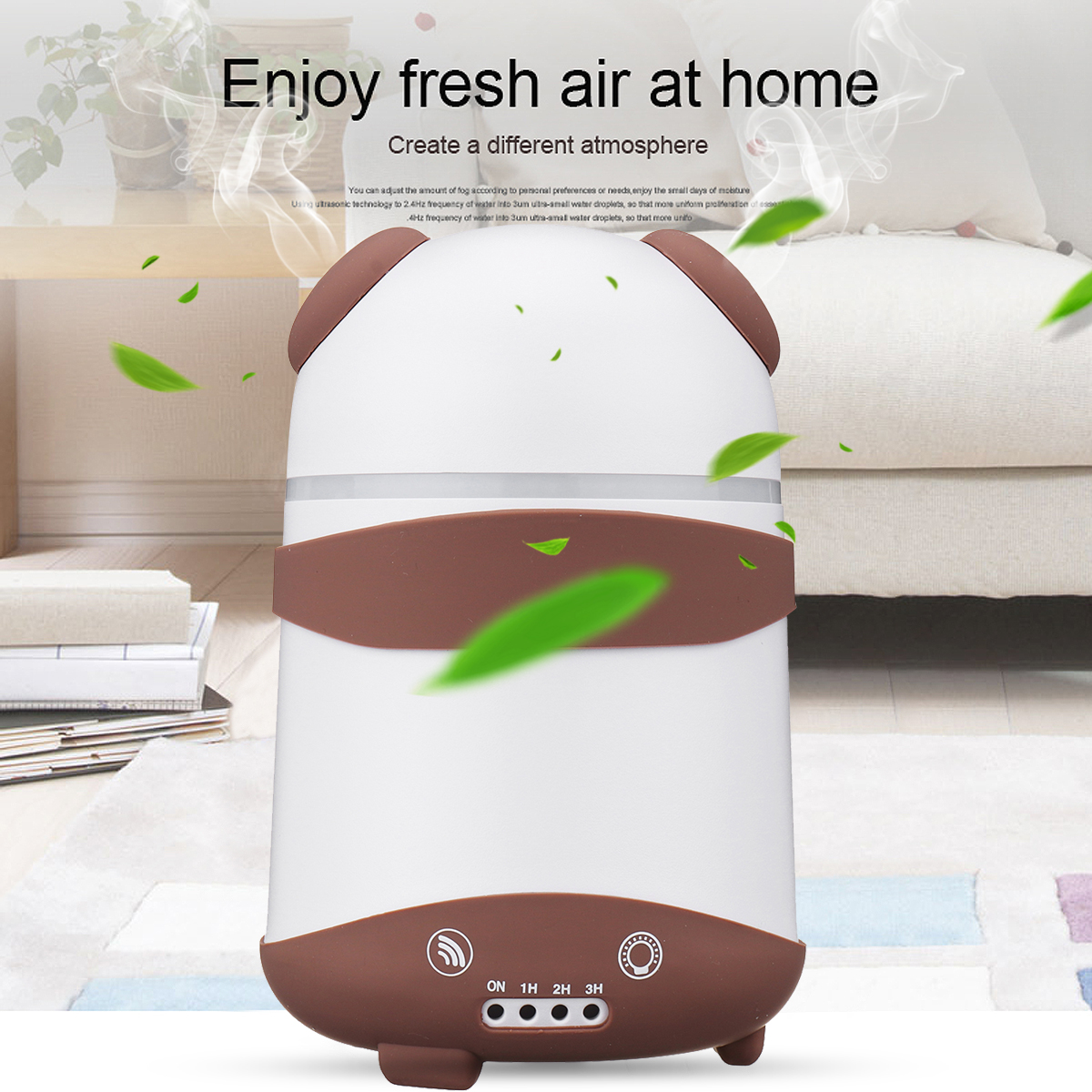 Dual Humidifier Air Oil Diffuser Aroma Mist Maker LED Cartoon Panda Style For Home Office US Plug 47