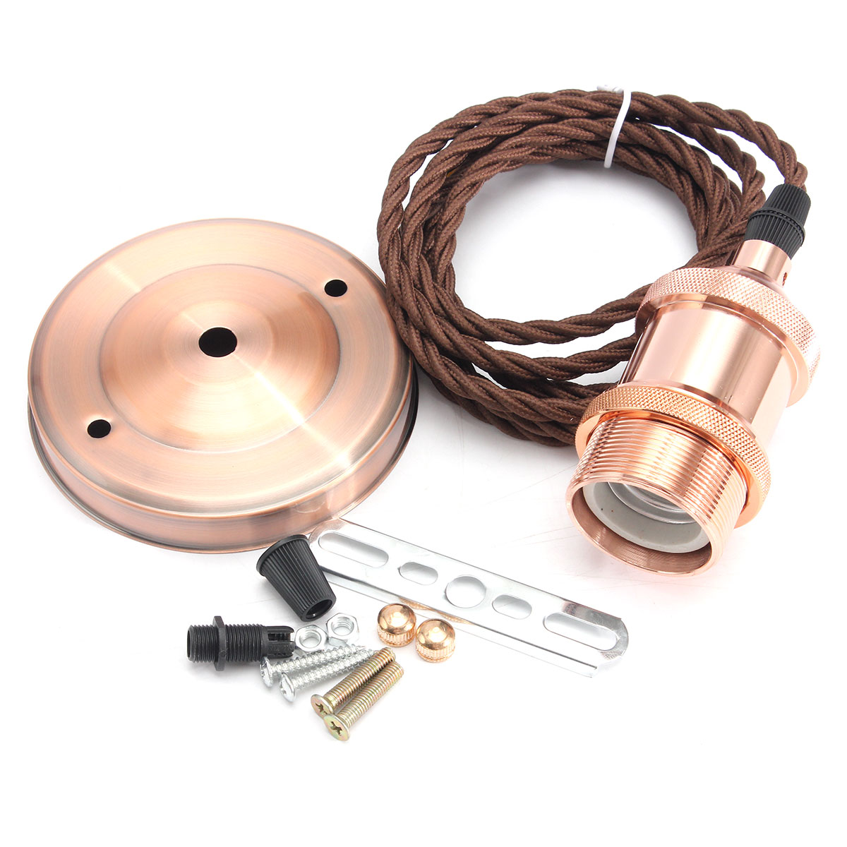 KINGSO 110V-220V 600W Vintage Lamp Holder Ceiling Canopy and Copper Socket with 2M Wire
