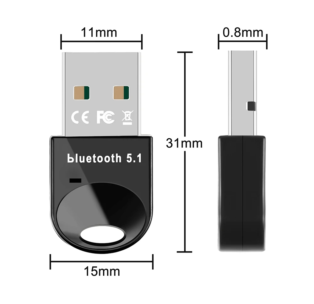USB Bluetooth 5.1 Adapter Mini Wireless Bluetooth Dongles Audio Receiver Transmitter Supports Win8.1/10/11 win7