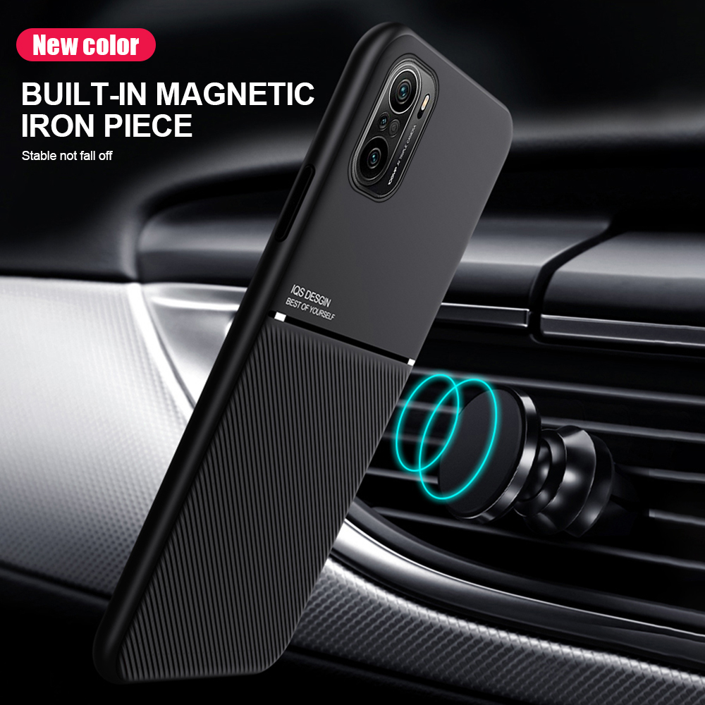 Bakeey for POCO F3 Global Version Case Magnetic Leather Texture Non-Slip TPU Shockproof Protective Case Back Cover Non-Original