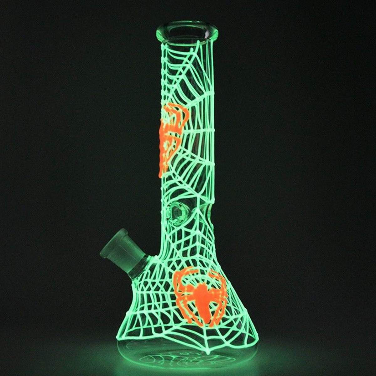 

12.5'' Water Shisha Glass Bong Glow Dark Hookah Smoking Pipe Luminous Web Tobacco Pipe