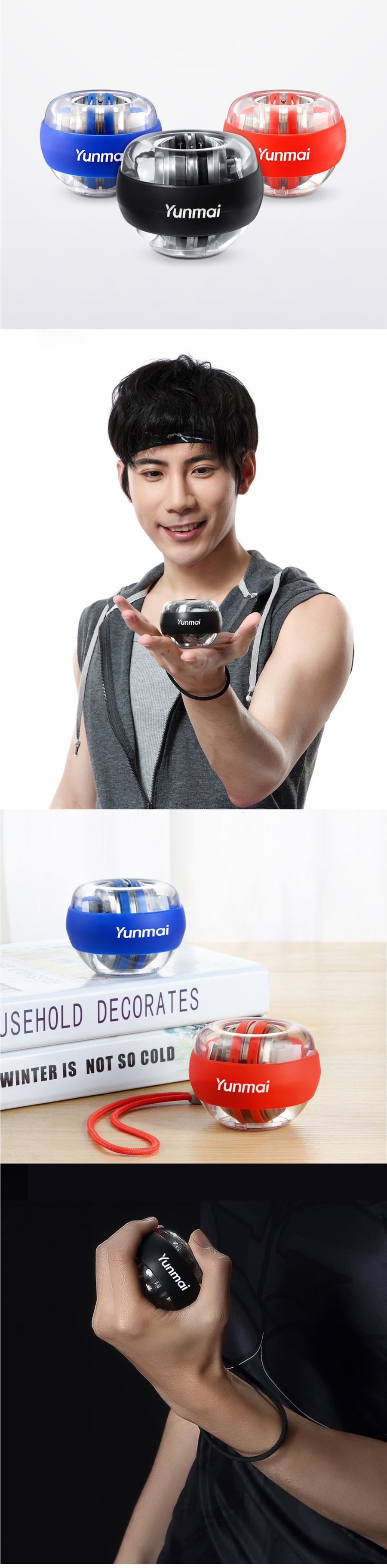[De] YUNMAI LED Bola de Pulso Super Giroscópio Autoinicializado Gyro Arm Force Trainer Músculo Relaxar Casa Aptidão Equipamento