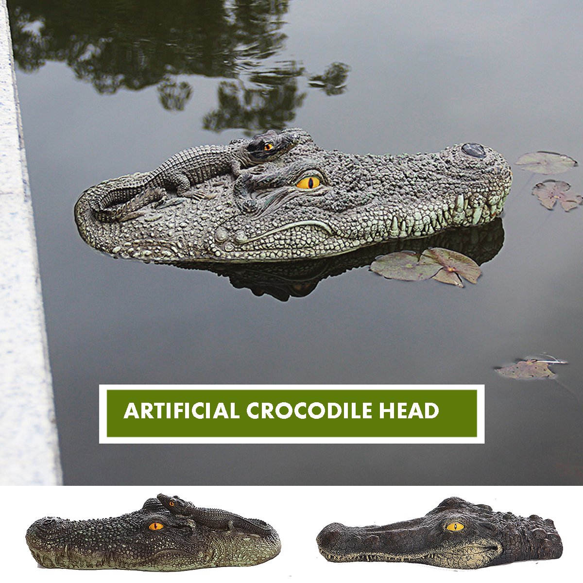 2 Styles Artificial Floating Crocodile Head Garden Pond Pool Decoration Ornament