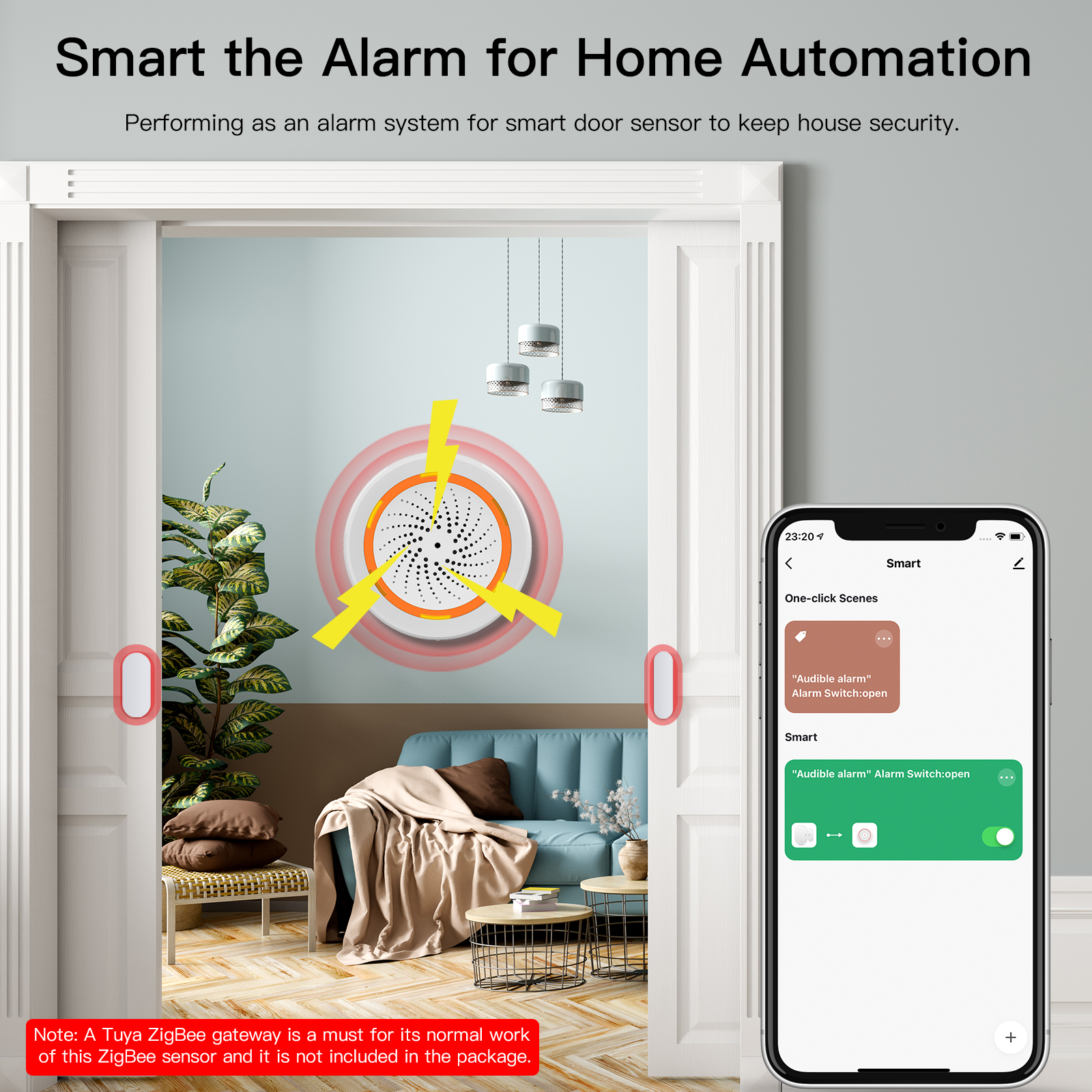 ZB/WIFI 3 In 1 Wifi Siren Alarm Linkage 90dB Sound Light Sensor Smart Home Tuya Smart Life APP Alarm Siren For Alexa Google