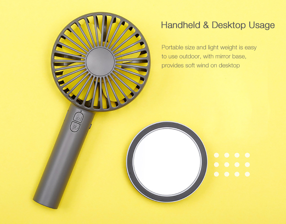 Portable Creative Macaron Design USB Rechargeable 2 Modes Desktop Handheld Fan with Mirror Base