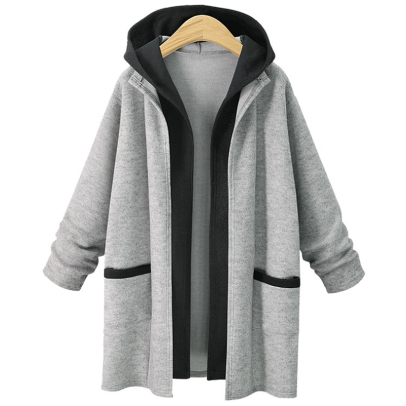 Women Casual Long Sleeve Patchwork Hooded Coats