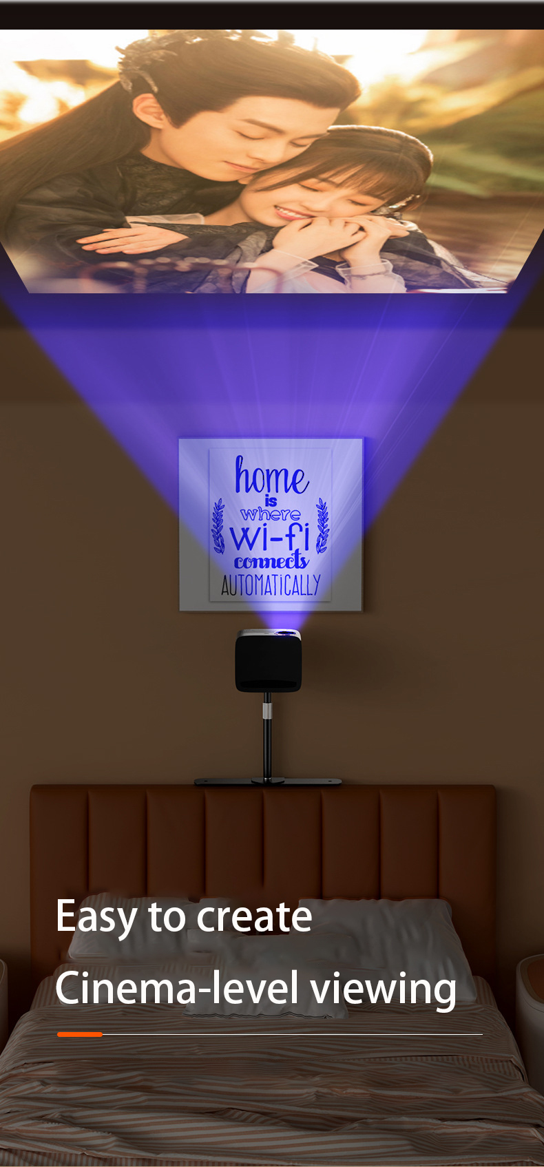 Projector Bracket Hidden Home Bedside Sofa Plug-in Free Installation Free Punching Slot Telescopic Shelf