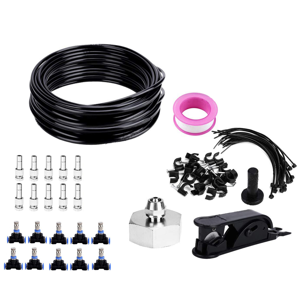 25m Garden Watering Irrigation Spraying Kit Outdoor Cooling System Dust Collect Air Humidification