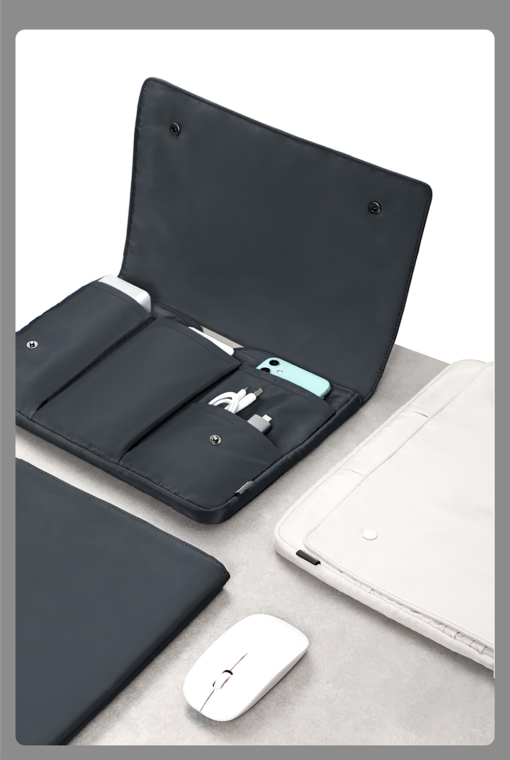 Baseus Laptop Bag Portable Waterproof Multi-functional Laptop Storage Bag Electronic Accessories Travel Organizer Bag Data Cable Organizer
