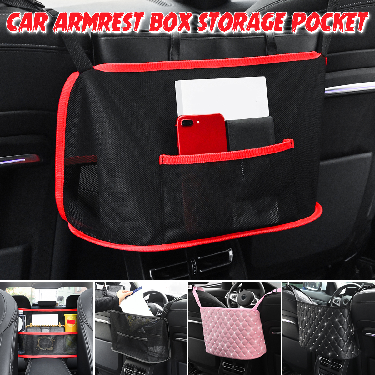 Universal Large Capacity Car Seat Hanging Bag Mobile Phone Handbag Storage Container Holder Organizer