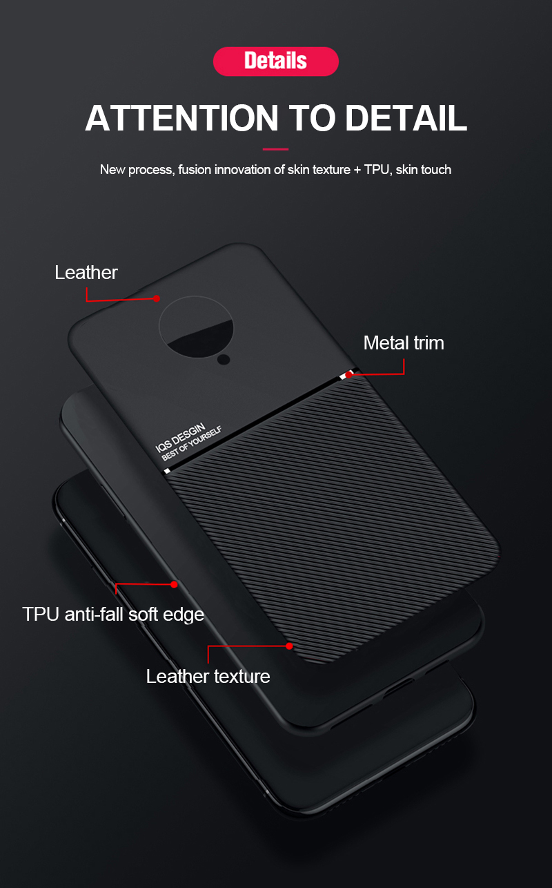 Bakeey for Poco F2 Pro Case Magnetic Shockproof Non-slip Leather Texture TPU Protective Case Back Cover Non-original