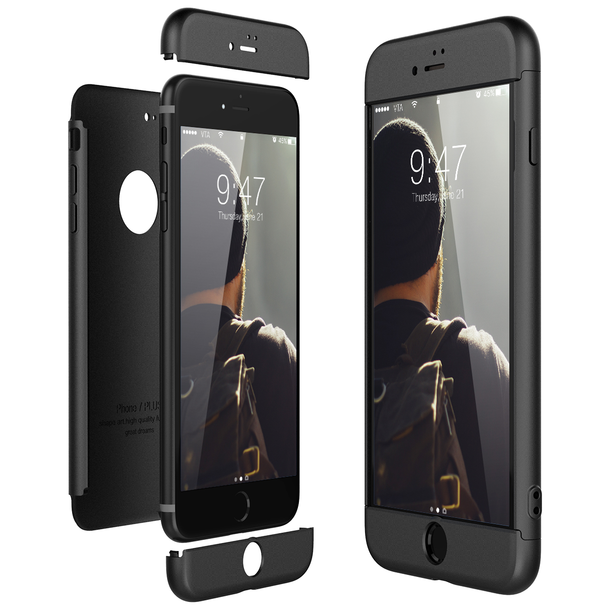 

Bakeey ™ 3 в 1 Double Dip 360 ° Протектор Твертый защитный Чехол для iPhone 7 Plus Full Protection Hard PC Cover Чехол для iPhone 7 Plus 5.5 Inch