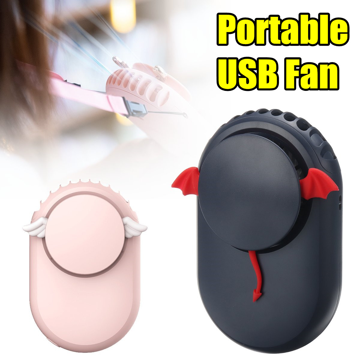 5V 4W Portable Neck Fan Wearable 2 Gears Speed USB Rechargeable Travel Outdoor Office Summer Cooler