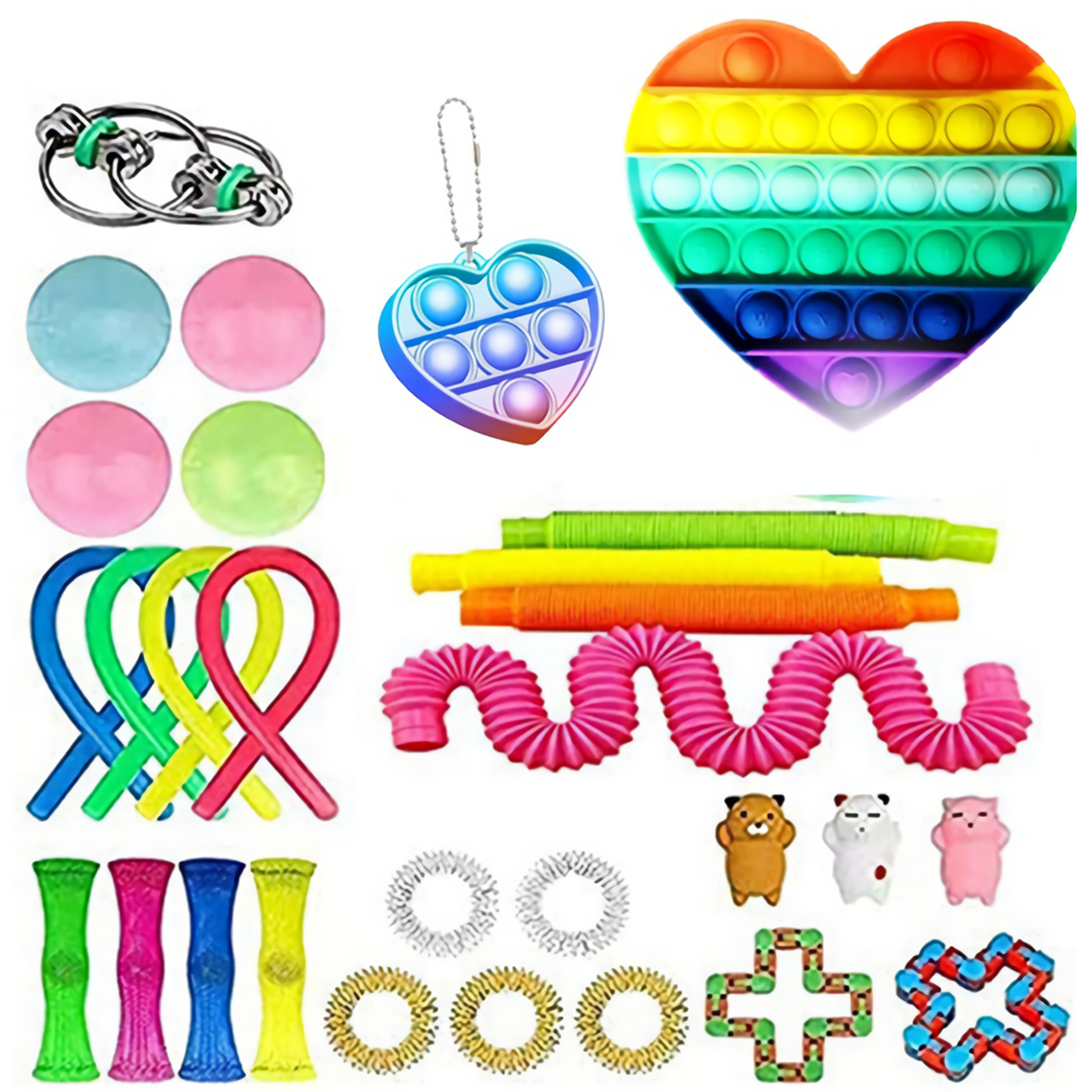 19/28 pcs Fidget Bubble Toys Sensory Set DIY Decompression Artifact for Adults Girl Children Expression Emotion Stress Relief Antistress Toys