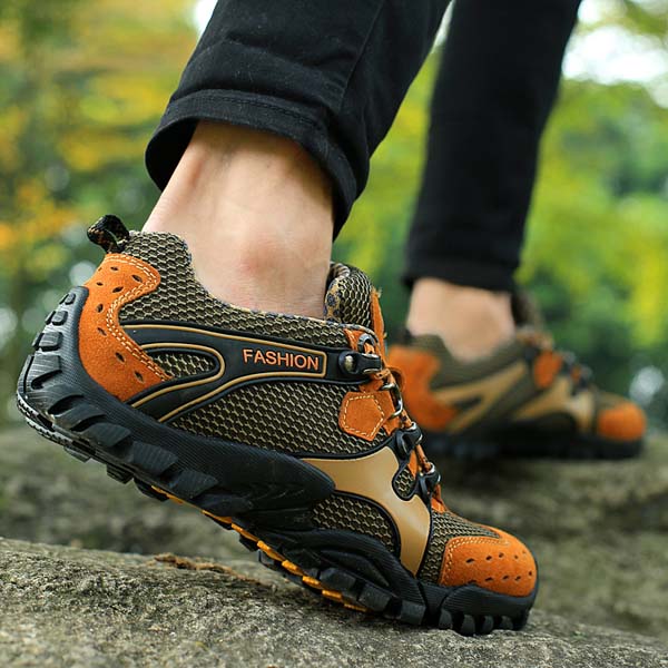 Men Hiking Shoes Suede Mesh Outdoor Sport Running Athletic Sneakers ...