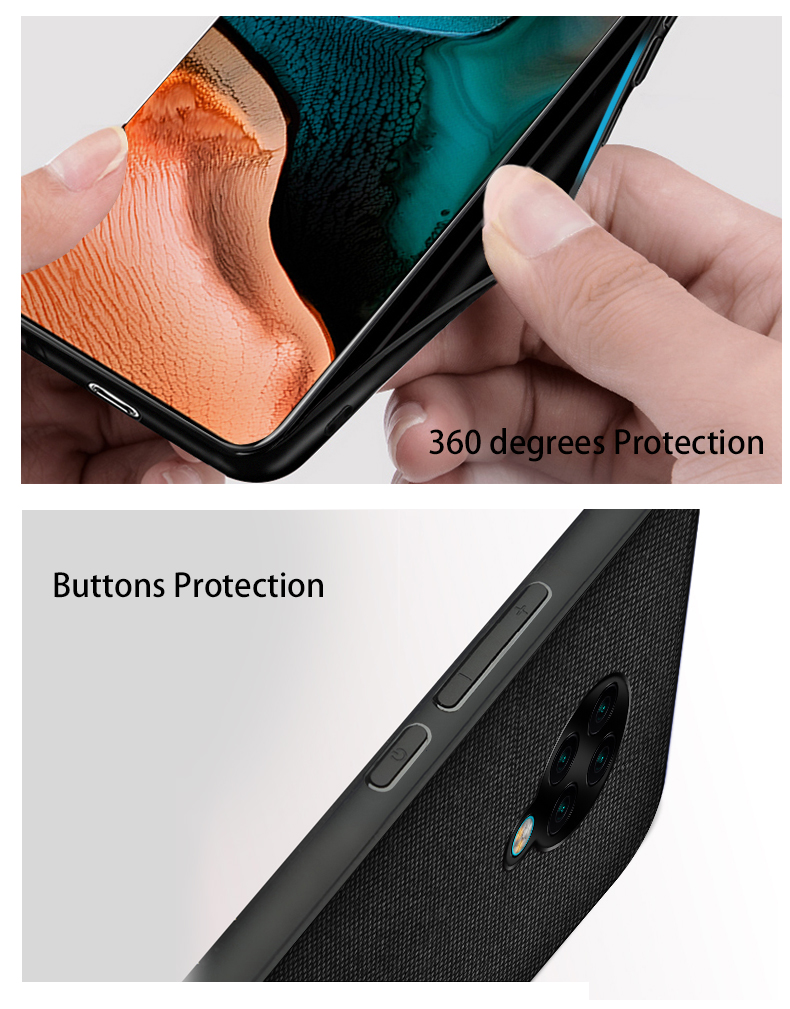 Bakeey Luxury Fabric Splice Soft Silicone Edge Shockproof Protective Case For Poco F2 Pro / Xiaomi Redmi K30 PRO Case Non-original