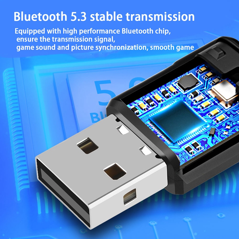 bluetooth 5.3 USB Adapter Free-driver Transceiver 3Mbps High-speed Transmission for PS4/5 Switch Game Console Support Calls