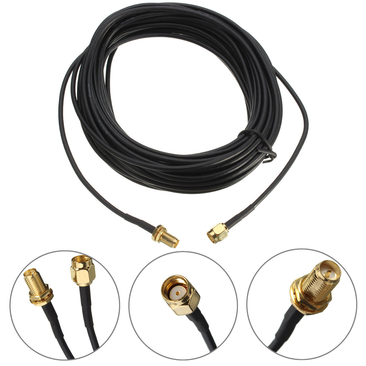 33ft 10M Antenna Extension Cable Cord RG174 RP SMA Male to Female Adapter Router 