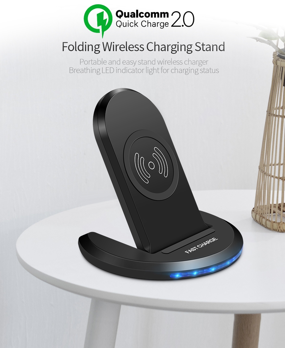 EIEGIANT U8 Wireless Charger 10W Qi Fast Charging Pad Stand Holder For iPhone XS 11Pro Huawei P30 P40 Pro S20