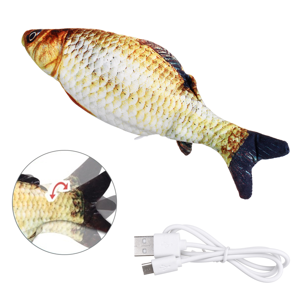 12inch USB Wagging Cat Electric Fish movement Catnip Plush Simulation Fish Cat Toy