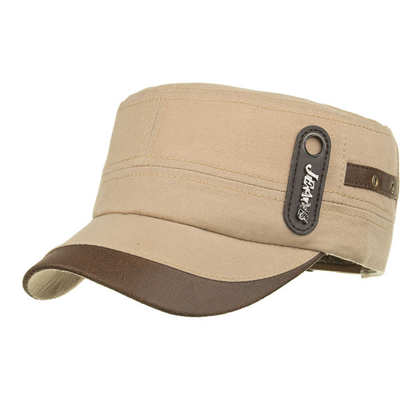 

Men's Patchwork Flat Top Peaked Caps Outdoor Millitary Hat