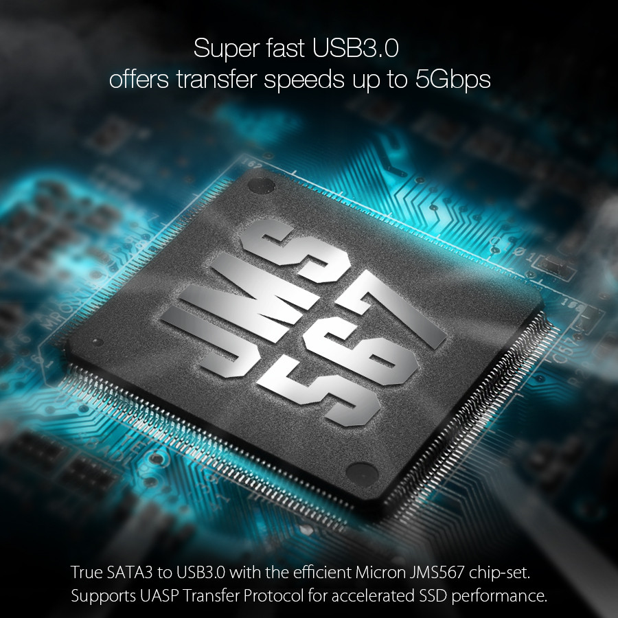 MantisTek® Mbox2.5 USB 3.0 SATA III HDD SSD Hard Drive Enclosure External Case Support UASP 76