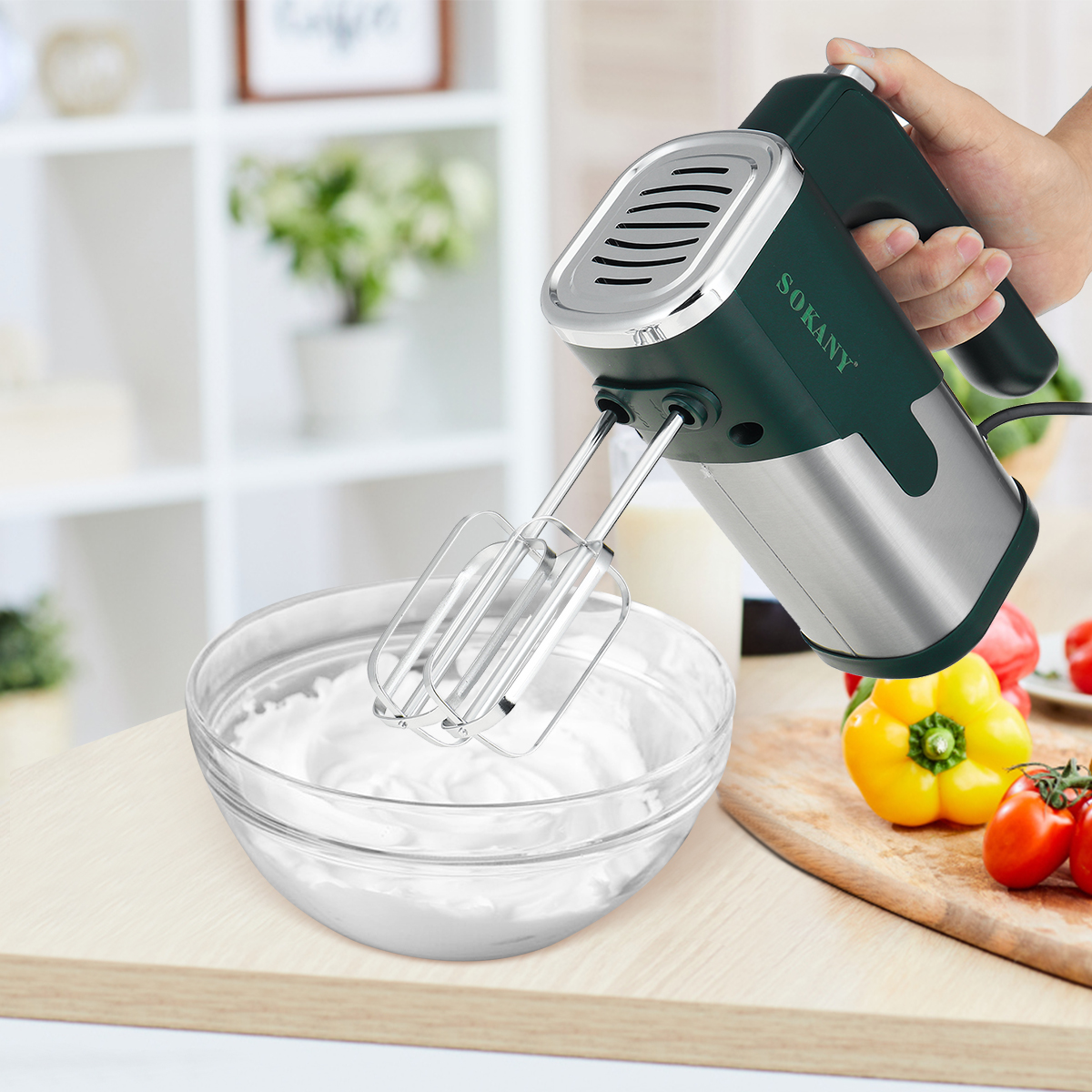 Mini 800W Food Mixer Electric Cuisine Kitchen Blender With Dough Hooks Chrome Egg Beater Sweets Bakery Hand Mixer Machine