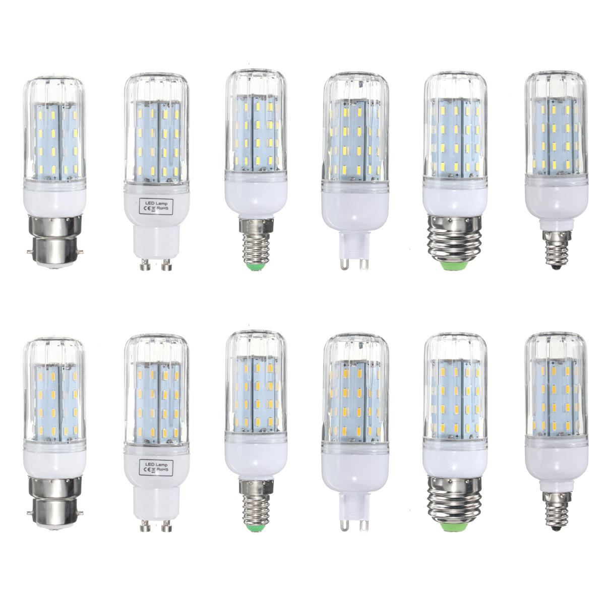 

E27 E14 E12 B22 G9 GU10 6W 56 SMD 4014 LED Warm White White Cover Corn Light Lamp Bulb AC 220V