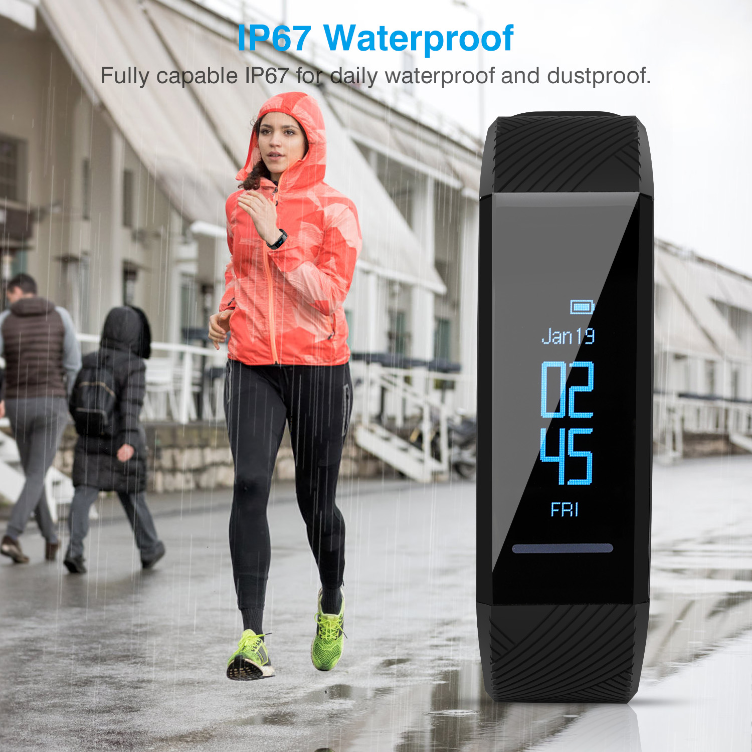 ELEGIANT C11 0.87inch Smart Watch Waterproof bluetooth USB Rechargeable Touch Fitness Tracker 3 Sport Modes Wristband