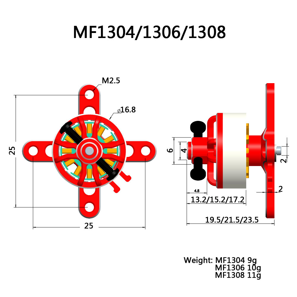 AEORC AFM1308 2S Mini Power System Combo Set MF1308 2100KV Brushless Motor With 10A ESC 6030 Propeller 2.5g Servo - Photo: 10