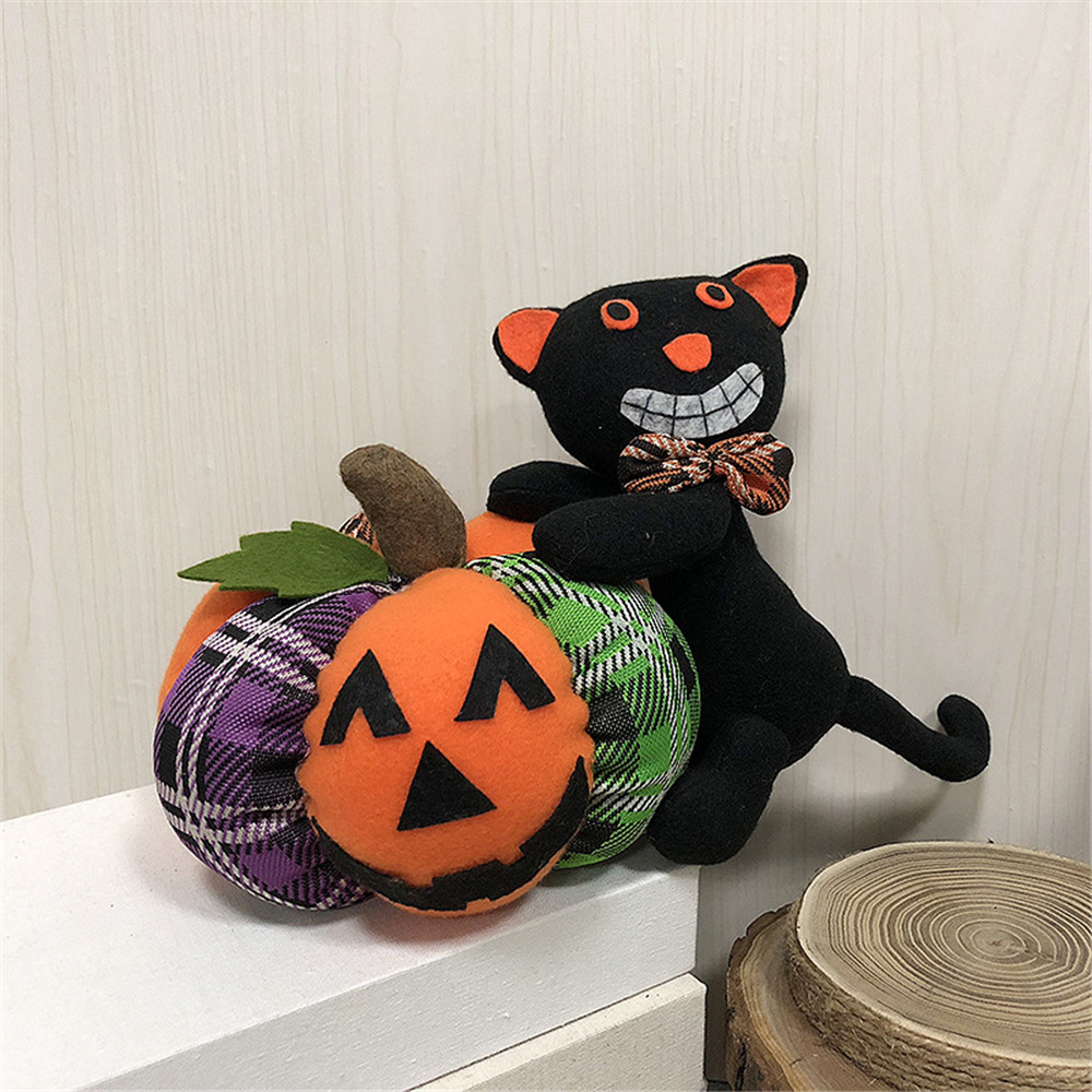 Halloween Stuffed Plush Toy 30cm Doll Pumpkin Ghost Black Cat Cartoon Party Doll