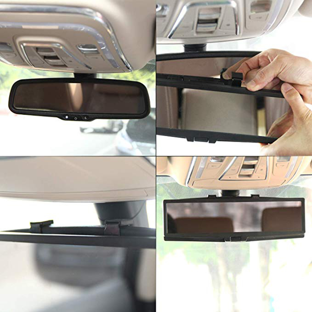 3D Car LED Interior Anti-Glare Rearview Mirror HD Wide Angle Plane Reflector Mirror Adjustable