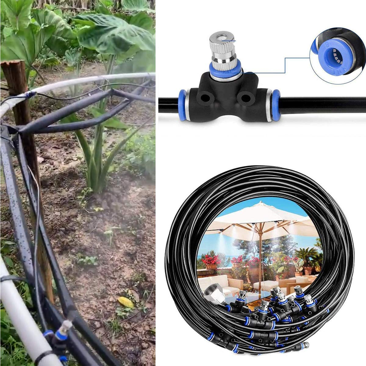 6m Garden Watering Irrigation Spraying Kit Outdoor Cooling Dust Collect Air Humidification