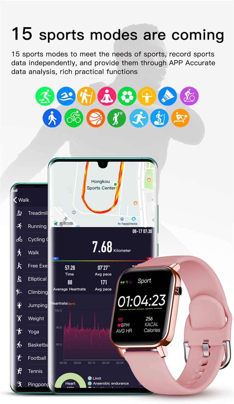 GOKOO SN87 Ultra-thin 1.4 inch Full Touch Screen Heart Rate Blood Pressure SpO2 Monitor 15 Sports Modes 30 Days Standby IP68 Waterproof Smart Watch