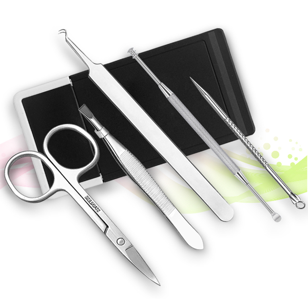 Face Care Blackhead Pimple Blemish Comedone Extractor Remover Tool Acne Removal Set With Mirror