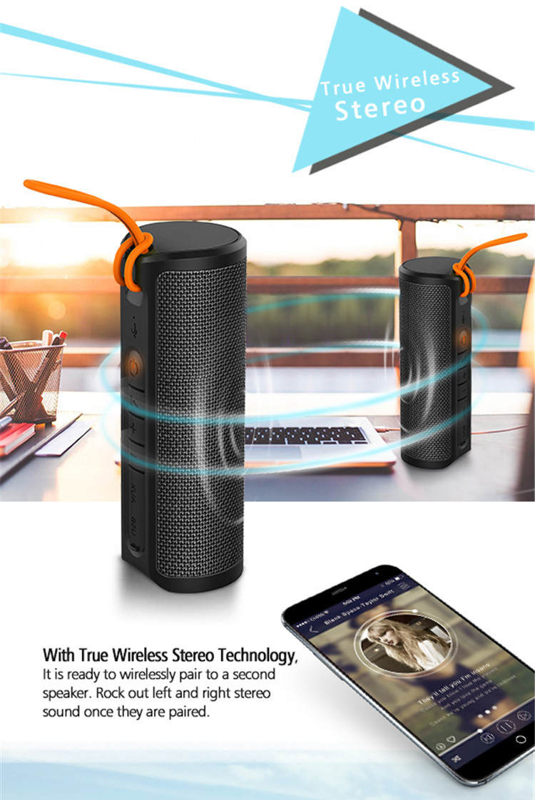 Dual Drivers Waterproof Outdoors Stereo Bluetooth Speaker With Mic Portable AUX TWS 9
