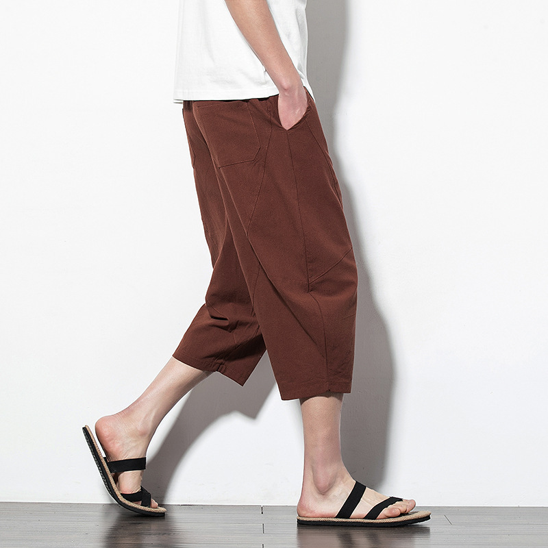 New Mens Summer Vintage Linen Calf Length Casual Pants – Chile Shop